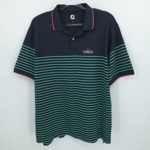 Footjoy Shirt Mens 2XL‎ XXL Blue Striped Golf Polo Tidewater Preppy Knit Collard